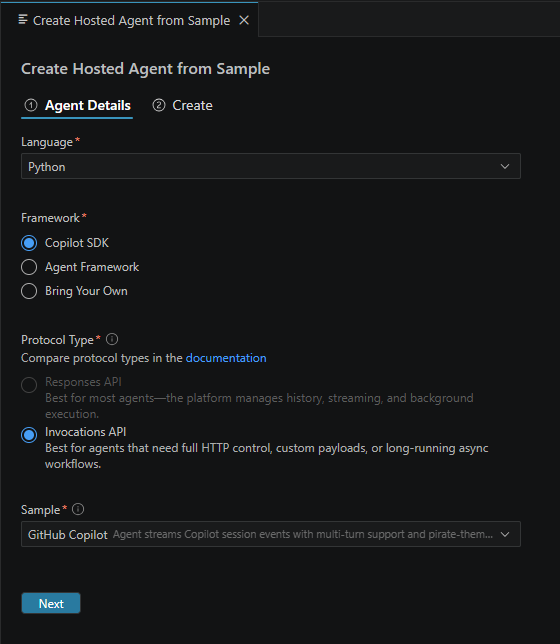Screenshot showing the agent details designer.
