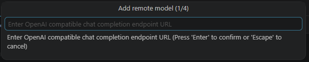 Screenshot of the dialog requesting the URL of the custom remote model.