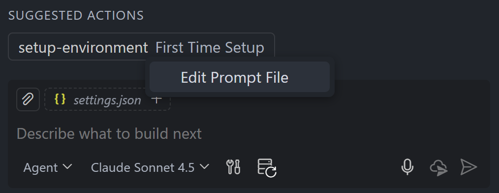 Screenshot of a context menu for a suggested prompt.