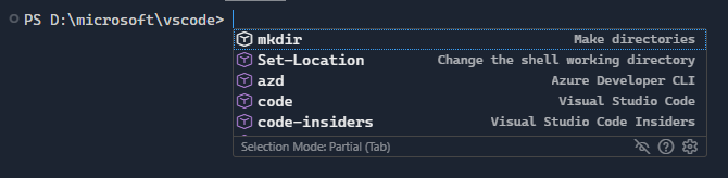 Screenshot of the suggest status bar showing buttons to configure selection mode and whether to show suggestions on type.